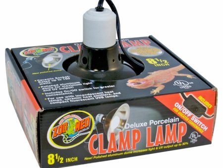 Zoo Med Deluxe Porcelain Clamp Lamp Fixture Black 1ea 8.5 in on Sale