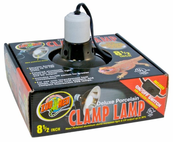 Zoo Med Deluxe Porcelain Clamp Lamp Fixture Black 1ea 8.5 in on Sale