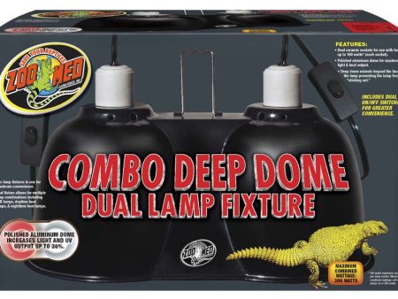 Zoo Med Combo Deep Dome Dual Lamp Fixture Black 1ea Discount