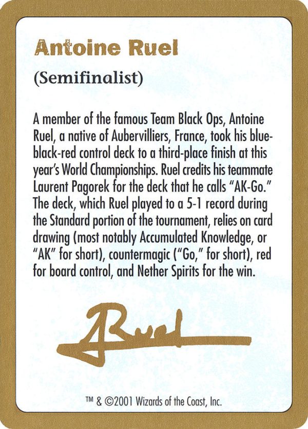 Antoine Ruel Bio [World Championship Decks 2001] Online