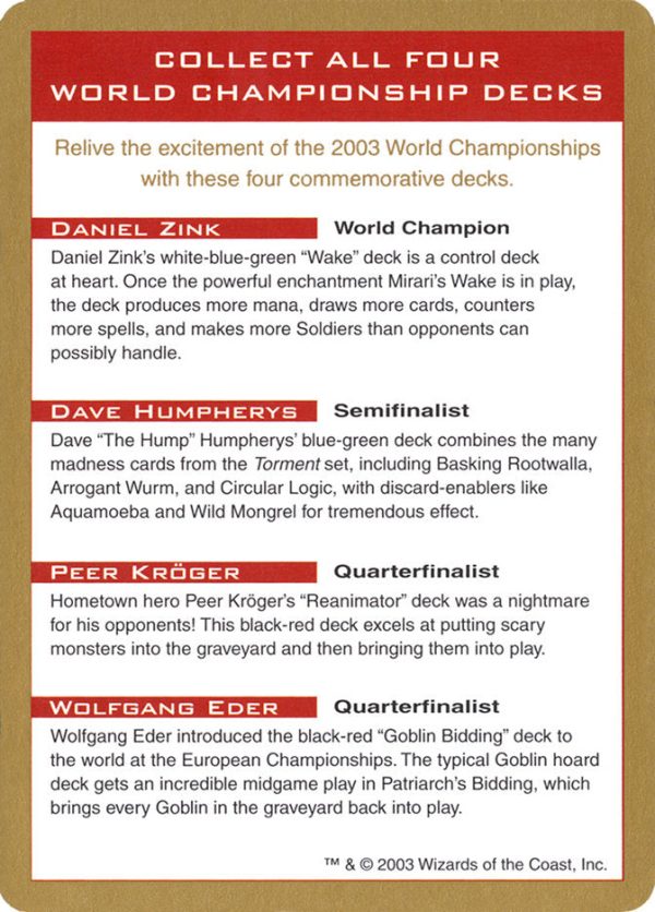 2003 World Championships Ad [World Championship Decks 2003] Discount