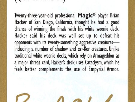 Brian Hacker Bio [World Championship Decks 1998] Supply