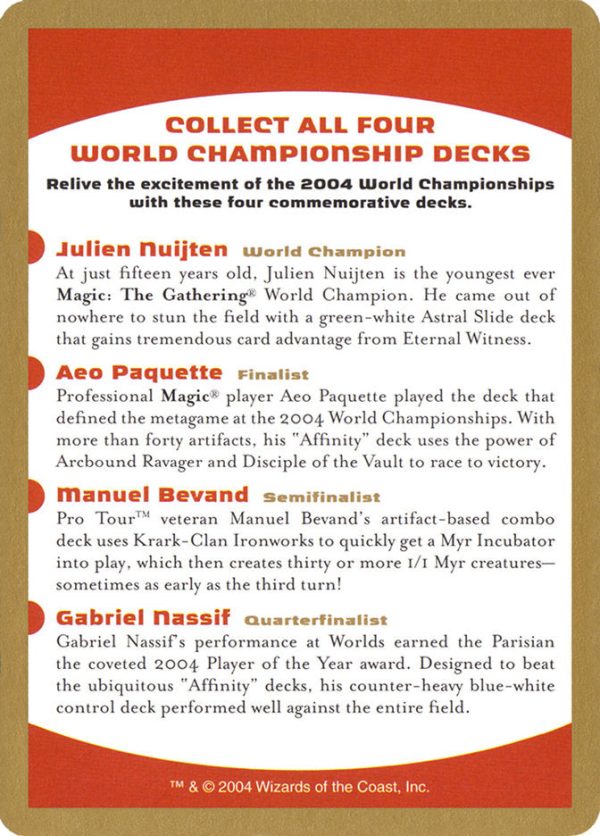 2004 World Championships Ad [World Championship Decks 2004] Discount