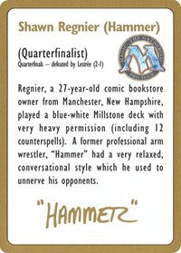 1996 Shawn  Hammer  Regnier Biography Card [World Championship Decks] Supply