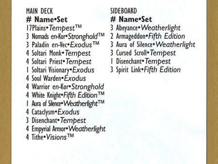 Brian Hacker Decklist [World Championship Decks 1998] For Cheap